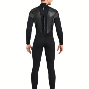 Dive&Sail Men's Full Wetsuit 3MM Neoprene Long Sleeve for Swimming, Surfing, Snorkeling - Classic Crew Neck with Zipper, Medium Stretch Knit Fabric, Water Sports Gear for All Seasons