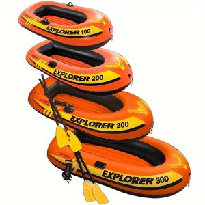 2-3 Person Heavy Duty Inflatable Kayak - Long Lasting PVC Rafting Adventure Boat for Thrilling Water Adventures with Quick Inflation System, Explorer 200 Inflatable Boat Set