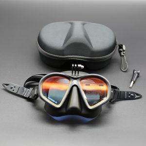 1pc Tempered Diving Mask With Storage Case, Waterproof And Anti Fog Swimming Goggles, Without/With Camera Mount