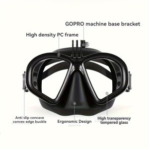 HD Tempered Glass Diving Mask with Camera Mount - Waterproof, Anti-Fog Swim Goggles for Enhanced Underwater Vision