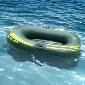 Inflatable Kayak Boat with Handles, Green PVC Fishing Drifting Dinghy Water Sports Toy, Outdoor Leisure Raft for Ages 14+