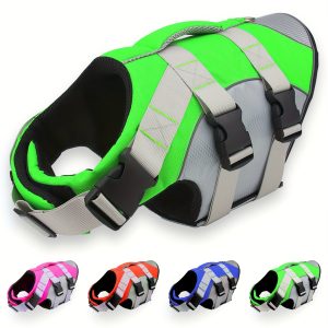 Joytale Dog Life Jacket With Reflective Stripes, Adjustable High Visibility Dog Life Undershirt, Suitable For Boating, Tear-proof Dog Swimming Undershirt With High Flotation, Suitable For Small And Medium-sized Dogs,, Green