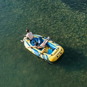 Inflatable 2-Person Fishing Kayak with Skeg-Rudder, 92.13inch, 396.83LB Max Load, Rubber Material, Independence Day Edition